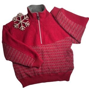 EIR MEN’S 100% Wool Pullover Windbreak Quarter Zip Sweater M